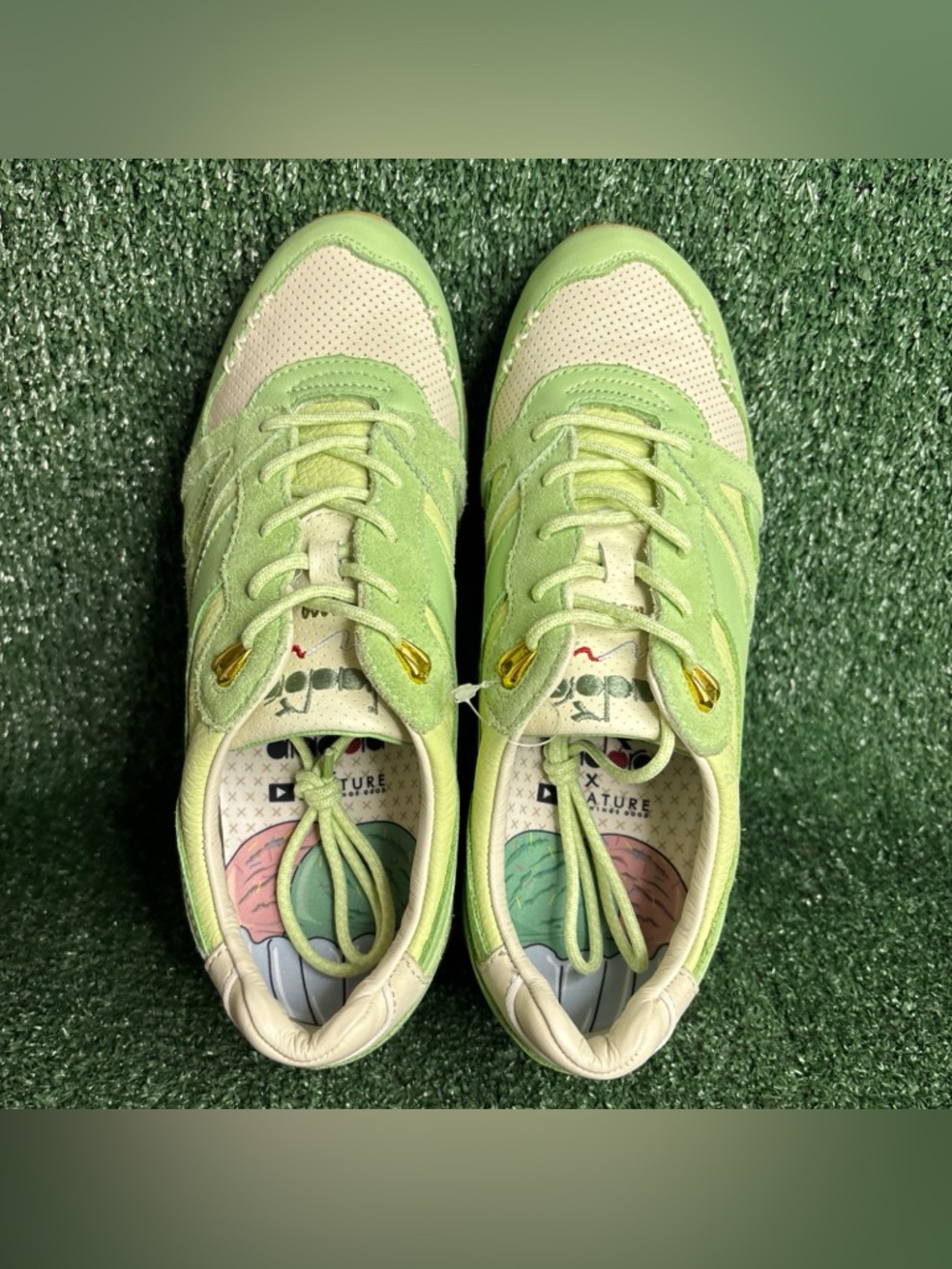 NEW diadora N9000 Ice Cream X Feature Perforated Lace Up Mens Green Shoes 9.5 - Picture 5 of 12